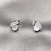 Arete Dormilona 02.260.0037.1 Rodio Laminado, con Zirconia Cubica Light Turquoise y Micro Pave Blanca, Pulido, Rodinado