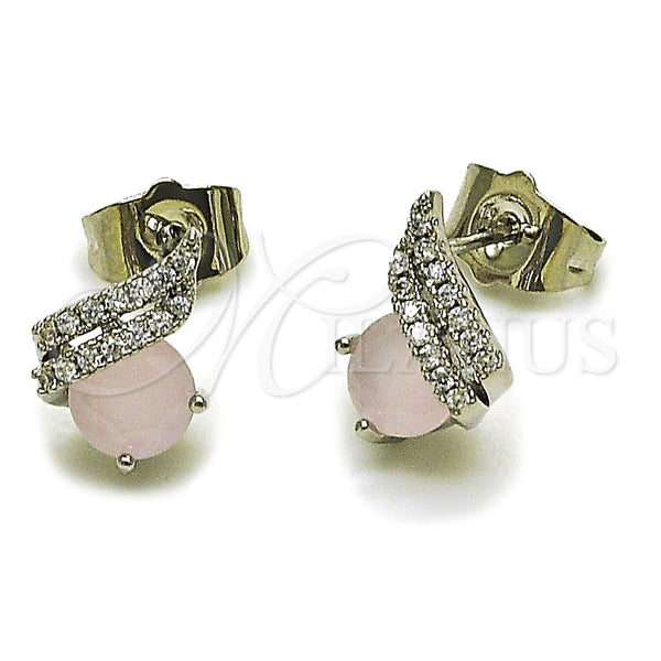 Arete Dormilona 02.260.0037.1 Rodio Laminado, con Zirconia Cubica Light Turquoise y Micro Pave Blanca, Pulido, Rodinado