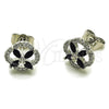Arete Dormilona 02.260.0039 Rodio Laminado, Diseño de Trébol de Cuatro Hojas, con Zirconia Cubica Negro, Pulido, Rodinado