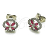 Arete Dormilona 02.260.0039.1 Rodio Laminado, Diseño de Trébol de Cuatro Hojas, con Zirconia Cubica Rubi y Blanca, Pulido, Rodinado