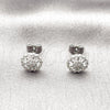 Arete Dormilona 02.260.0042 Rodio Laminado, Diseño de Flor, con Zirconia Cubica Blanca, Pulido, Rodinado