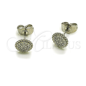 Arete Dormilona 02.260.0046 Rodio Laminado, con Micro Pave Blanca, Pulido, Rodinado