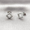 Arete Dormilona 02.260.0047 Rodio Laminado, con Micro Pave Blanca, Pulido, Rodinado