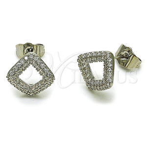 Arete Dormilona 02.260.0047 Rodio Laminado, con Micro Pave Blanca, Pulido, Rodinado
