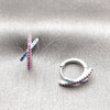 Argolla Huggie 02.260.0056.14 Rodio Laminado, con Micro Pave Rubi y Turquoise, Pulido, Rodinado