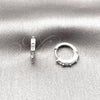 Argolla Huggie 02.260.0057.14 Rodio Laminado, Diseño de Baguette, con Zirconia Cubica Blanca, Pulido, Rodinado