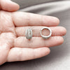 Argolla Huggie 02.260.0058.15 Rodio Laminado, con Micro Pave Blanca, Pulido, Rodinado