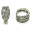 Argolla Huggie 02.260.0058.15 Rodio Laminado, con Micro Pave Blanca, Pulido, Rodinado