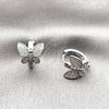 Argolla Huggie 02.260.0059.15 Rodio Laminado, Diseño de Mariposa, con Micro Pave Blanca, Pulido, Rodinado