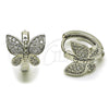 Argolla Huggie 02.260.0059.15 Rodio Laminado, Diseño de Mariposa, con Micro Pave Blanca, Pulido, Rodinado