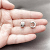 Argolla Huggie 02.260.0060.12 Rodio Laminado, Diseño de Corazón, con Zirconia Cubica Blanca, Pulido, Rodinado