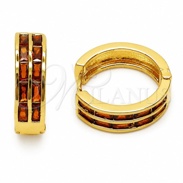 Argolla Huggie 02.267.0094.1.20 Oro Laminado, Diseño de Baguette, con Zirconia Cubica Granate, Pulido, Tono Dorado