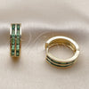 Argolla Huggie 02.267.0094.2.20 Oro Laminado, Diseño de Baguette, con Zirconia Cubica Verde, Pulido, Tono Dorado