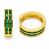 Argolla Huggie 02.267.0094.2.20 Oro Laminado, Diseño de Baguette, con Zirconia Cubica Verde, Pulido, Tono Dorado