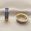 Argolla Huggie 02.267.0094.3.20 Oro Laminado, Diseño de Baguette, con Zirconia Cubica Zafiro Azul, Pulido, Tono Dorado