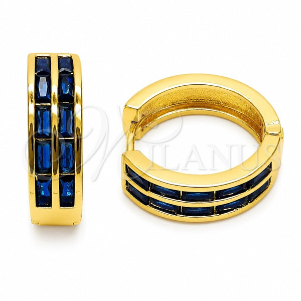 Argolla Huggie 02.267.0094.3.20 Oro Laminado, Diseño de Baguette, con Zirconia Cubica Zafiro Azul, Pulido, Tono Dorado