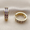 Argolla Huggie 02.267.0094.4.20 Oro Laminado, Diseño de Baguette, con Zirconia Cubica Amatista, Pulido, Tono Dorado
