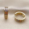 Argolla Huggie 02.267.0094.5.20 Oro Laminado, Diseño de Baguette, con Zirconia Cubica Multicolor, Pulido, Tono Dorado