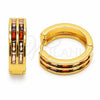 Argolla Huggie 02.267.0094.5.20 Oro Laminado, Diseño de Baguette, con Zirconia Cubica Multicolor, Pulido, Tono Dorado