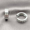 Argolla Huggie 02.267.0094.6.20 Rodio Laminado, Diseño de Baguette, con Zirconia Cubica Blanca, Pulido, Rodinado