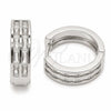Argolla Huggie 02.267.0094.6.20 Rodio Laminado, Diseño de Baguette, con Zirconia Cubica Blanca, Pulido, Rodinado