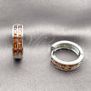Argolla Huggie 02.267.0094.7.20 Rodio Laminado, Diseño de Baguette, con Zirconia Cubica Granate, Pulido, Rodinado