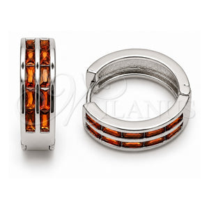 Argolla Huggie 02.267.0094.7.20 Oro Laminado Blanco, Diseño de Baguette, con Zirconia Cubica Granate, Pulido, Rodinado