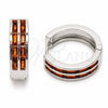 Argolla Huggie 02.267.0094.7.20 Rodio Laminado, Diseño de Baguette, con Zirconia Cubica Granate, Pulido, Rodinado