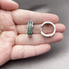 Argolla Huggie 02.267.0094.8.20 Rodio Laminado, Diseño de Baguette, con Zirconia Cubica Verde, Pulido, Rodinado