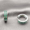 Argolla Huggie 02.267.0094.8.20 Rodio Laminado, Diseño de Baguette, con Zirconia Cubica Verde, Pulido, Rodinado