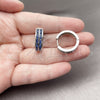 Argolla Huggie 02.267.0094.9.20 Rodio Laminado, Diseño de Baguette, con Zirconia Cubica Zafiro Azul, Pulido, Rodinado