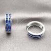 Argolla Huggie 02.267.0094.9.20 Rodio Laminado, Diseño de Baguette, con Zirconia Cubica Zafiro Azul, Pulido, Rodinado