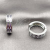 Argolla Huggie 02.267.0094.10.20 Rodio Laminado, Diseño de Baguette, con Zirconia Cubica Amatista, Pulido, Rodinado