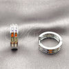 Argolla Huggie 02.267.0094.11.20 Rodio Laminado, Diseño de Baguette, con Zirconia Cubica Multicolor, Pulido, Rodinado