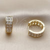 Argolla Huggie 02.267.0095.18 Oro Laminado, con Zirconia Cubica Blanca, Pulido, Tono Dorado