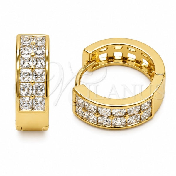 Argolla Huggie 02.267.0095.18 Oro Laminado, con Zirconia Cubica Blanca, Pulido, Tono Dorado