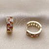 Argolla Huggie 02.267.0095.1.18 Oro Laminado, con Zirconia Cubica Granate y Blanca, Pulido, Tono Dorado