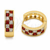 Argolla Huggie 02.267.0095.1.18 Oro Laminado, con Zirconia Cubica Granate y Blanca, Pulido, Tono Dorado