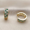 Argolla Huggie 02.267.0095.2.18 Oro Laminado, con Zirconia Cubica Verde y Blanca, Pulido, Tono Dorado