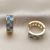 Argolla Huggie 02.267.0095.3.18 Oro Laminado, con Zirconia Cubica Turquoise y Blanca, Pulido, Tono Dorado