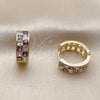 Argolla Huggie 02.267.0095.4.18 Oro Laminado, con Zirconia Cubica Amatista y Blanca, Pulido, Tono Dorado
