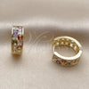 Argolla Huggie 02.267.0095.5.18 Oro Laminado, con Zirconia Cubica Multicolor, Pulido, Tono Dorado