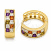 Argolla Huggie 02.267.0095.5.18 Oro Laminado, con Zirconia Cubica Multicolor, Pulido, Tono Dorado