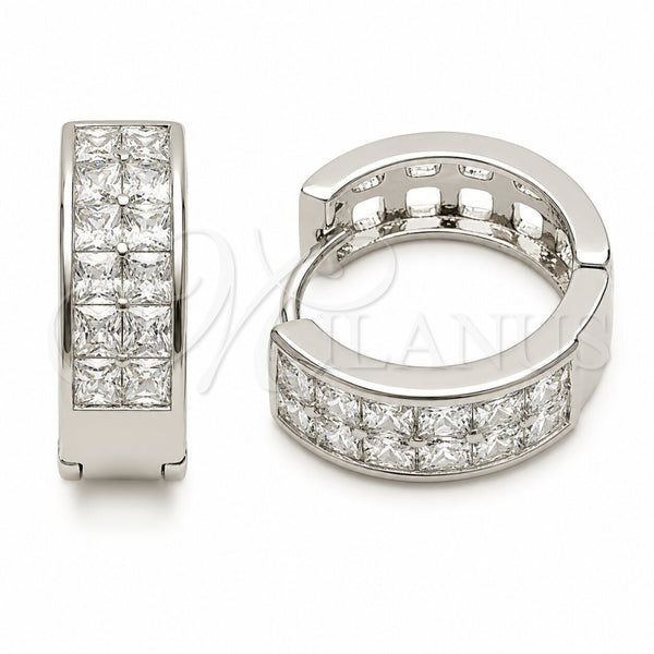 Argolla Huggie 02.267.0095.6.18 Rodio Laminado, con Zirconia Cubica Blanca, Pulido, Rodinado