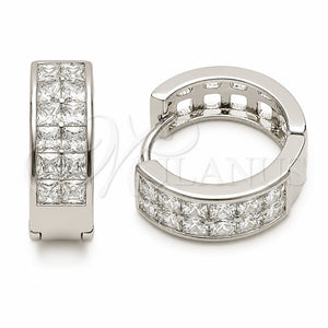 Argolla Huggie 02.267.0095.6.18 Rodio Laminado, con Zirconia Cubica Blanca, Pulido, Rodinado