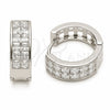 Argolla Huggie 02.267.0095.6.18 Rodio Laminado, con Zirconia Cubica Blanca, Pulido, Rodinado