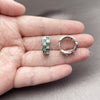 Argolla Huggie 02.267.0095.8.18 Rodio Laminado, con Zirconia Cubica Verde y Blanca, Pulido, Rodinado