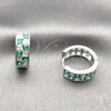 Argolla Huggie 02.267.0095.8.18 Rodio Laminado, con Zirconia Cubica Verde y Blanca, Pulido, Rodinado
