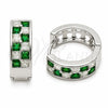 Argolla Huggie 02.267.0095.8.18 Rodio Laminado, con Zirconia Cubica Verde y Blanca, Pulido, Rodinado