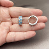 Argolla Huggie 02.267.0095.9.18 Rodio Laminado, con Zirconia Cubica Turquoise y Blanca, Pulido, Rodinado